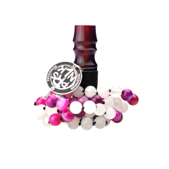 Персональний мундштук Personalka Stone з намистами з натурального каменю (червоний, рожевий)