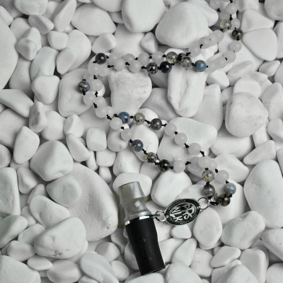 Персональний мундштук Personalka Stone з намистами з натурального каменю (сірий)