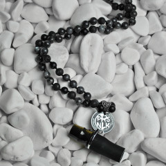 Персональний мундштук Personalka Stone з намистами з натурального каменю (чорний, сірий)