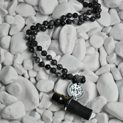 Персональний мундштук Personalka Stone з намистами з натурального каменю (чорний, сірий)