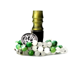 Персональний мундштук Personalka Stone з намистами з натурального каменю (Зелений, Золото)