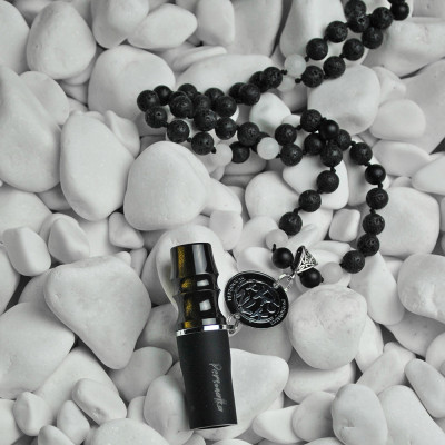 Персональний мундштук Personalka Stone з намистами з натурального каменю (Чорний, Золото)