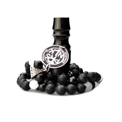 Персональний мундштук Personalka Stone з намистами з натурального каменю (Чорний, Золото)