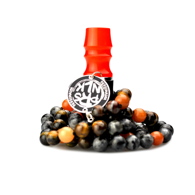 Персональний мундштук Personalka Stone з намистами з натурального каменю (Помаранчевий)