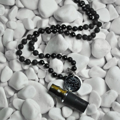 Персональний мундштук Personalka Stone з намистами з натурального каменю v2 (Чорний, Золото)