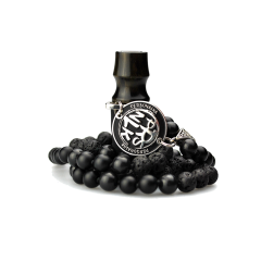 Персональний мундштук Personalka Stone з намистами з натурального каменю v2 (Чорний, Золото)