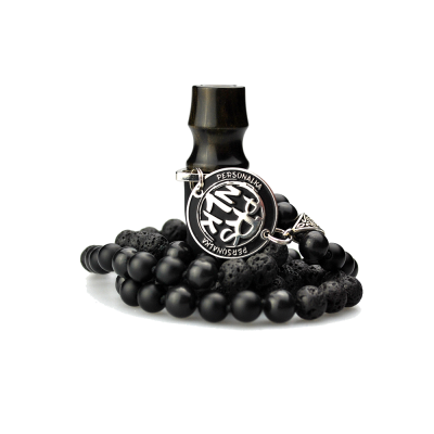 Персональний мундштук Personalka Stone з намистами з натурального каменю v2 (Чорний, Золото) ST074 Персональний мундштук Personalka Stone з намистами з натурального каменю v2 (Чорний, Золото)