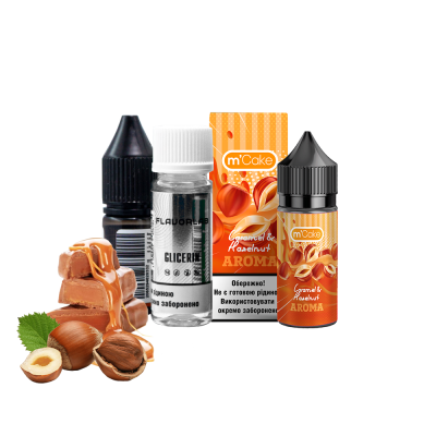 Набір для самозамішування Flavorlab M-Cake Strong Caramel & Hazelnuts (Фундук з карамеллю, 65 мг, 30 мл)