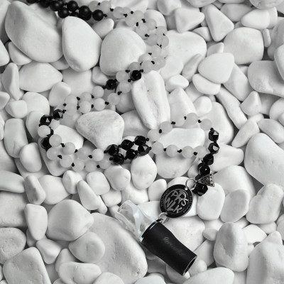 Персональний мундштук Personalka Stone з намистами з натурального каменю (Білий, Чорний)