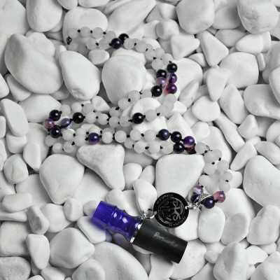 Персональний мундштук Personalka Stone з намистами з натурального каменю (Білий, Фіолетовий)