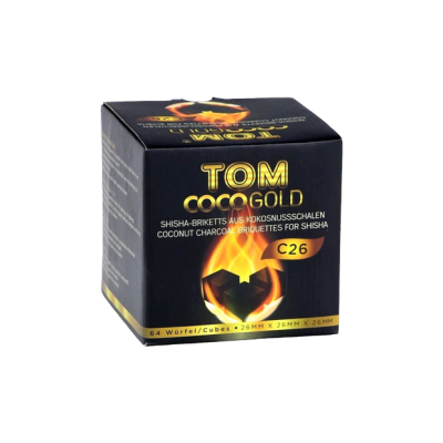 Кокосове вугілля для кальяну Tom Cococha Gold (1 кг, 64 шт, р26)