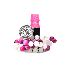 Персональний мундштук Personalka Stone з намистами з натурального каменю (Рожевий з білими лініями)