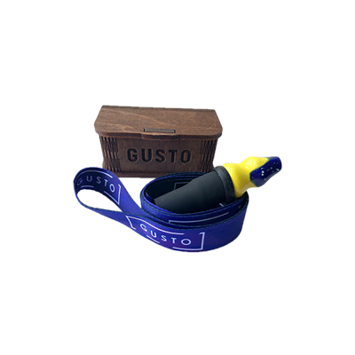 Персональний мундштук із кераміки Gusto зі стрічкою Gusto у рамці (Жовто-синій)