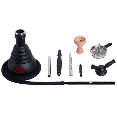 Кальян Amy 4-Stars 410 Black White (чорний з білим, повний комплект)