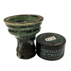 Глиняна чаша 420 (зелена) + тютюн Northern Ice Cream (25 г)