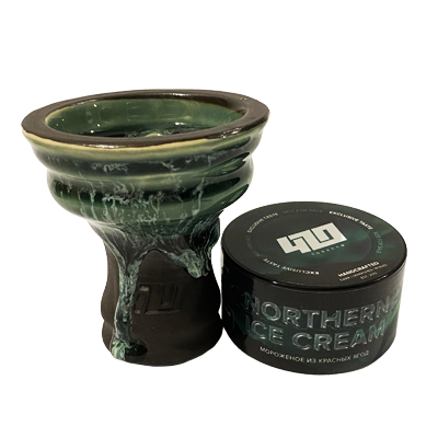 Глиняна чаша 420 (зелена) + тютюн Northern Ice Cream (25 г)