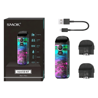 Smok Nord 4 2000 Black Armor (Чёрный с узором, с картриджем) Многоразовый POD