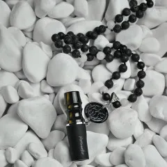 Персональний мундштук Personalka Stone з намистами з натурального каменю (Чорний, Золото)