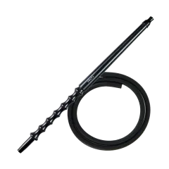 Мундштук для кальяну з дерева Karma Hookah Black Gloss + шланг Soft Touch (Чорний глянсовий)